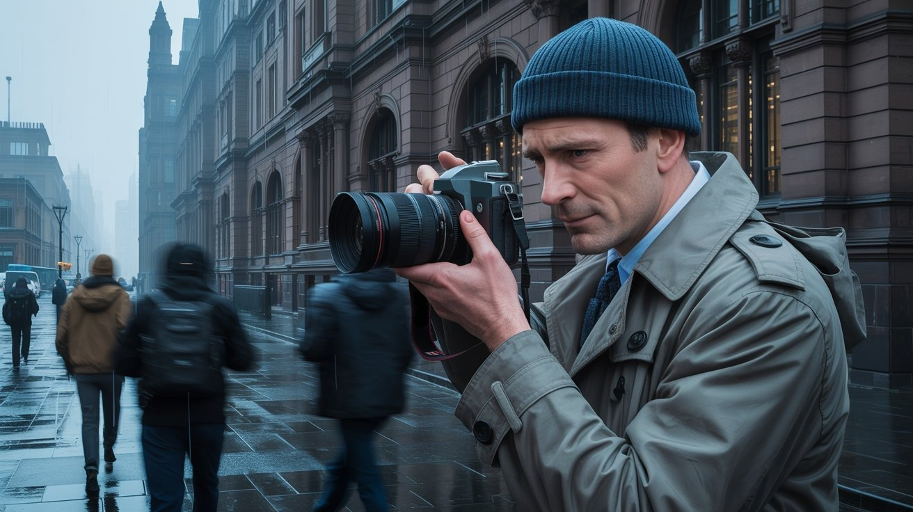 Private detective with camera in Liverpool (England, United Kingdom); Detective Agency Liverpool (England, United Kingdom), Detective Liverpool (England, United Kingdom), Private Detective Liverpool (England, United Kingdom), Private Detective Agency Liverpool (England, United Kingdom)