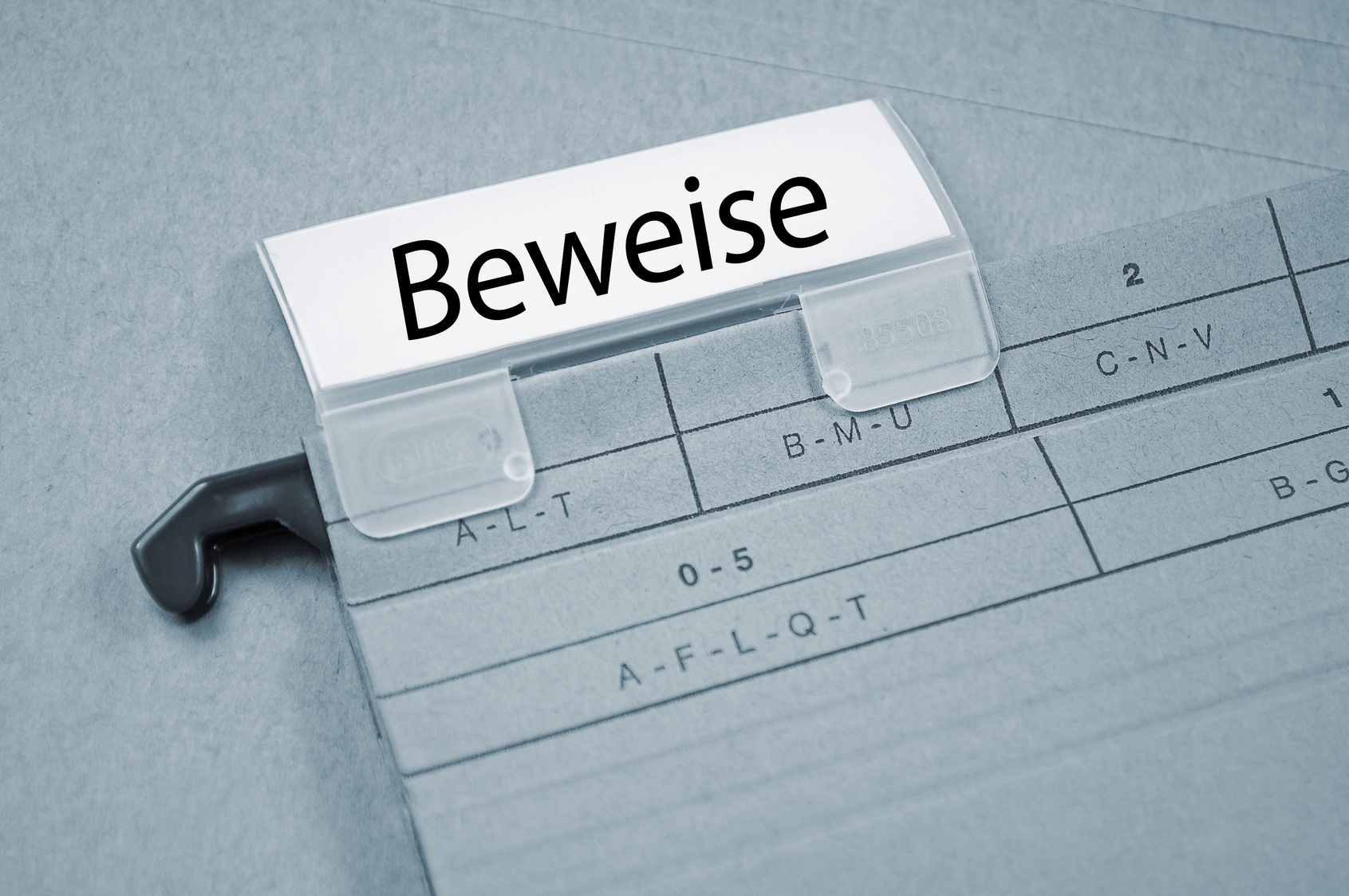 Akte mit Reiter "Beweise"; Berlin Privatdetektei, Berlin Detektivbüro, Berlin Detektivteam